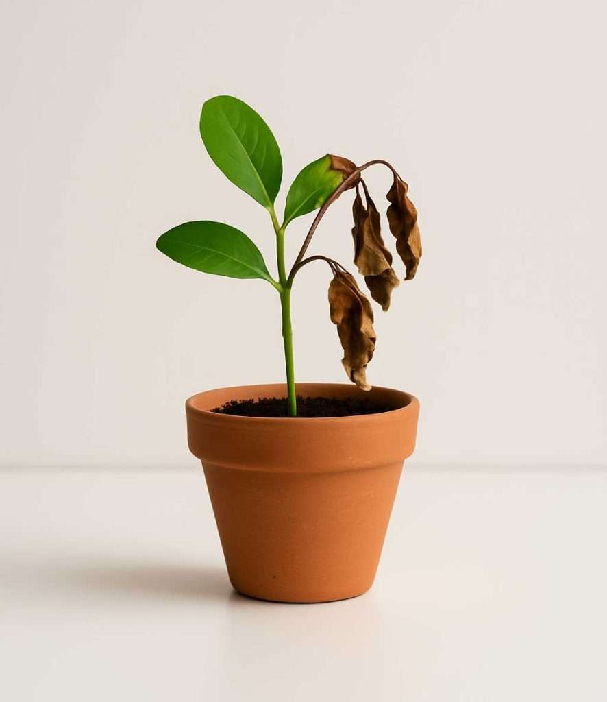 Withering plant symbolizing the danger of cutting your marketing budget and stalling future growth.